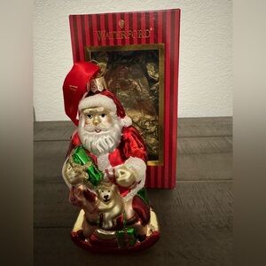 Waterford Santa Figurine - Red, Gold, and Green